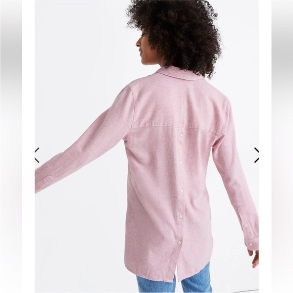 Madewell Flannel Classic Ex-Boyfriend Button-Back Shirt Pink (Large) - Picture 2 of 8